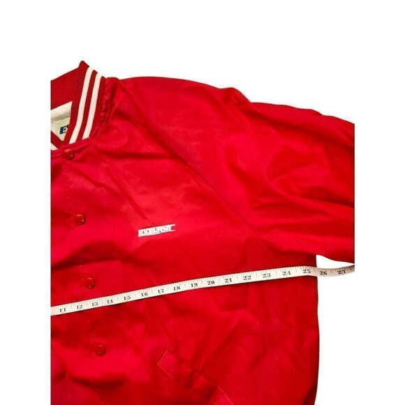 Vintage 80's/90's Made in USA XL fleece lined jacket soft shell Red white snap - Picture 2 of 9